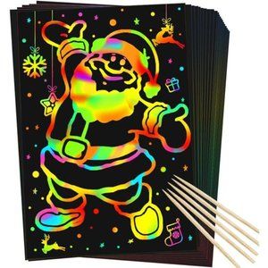 Scratch Rainbow Art Paper Set - 50Pcs Magic Scratch Off Art Craft Supplies Kits